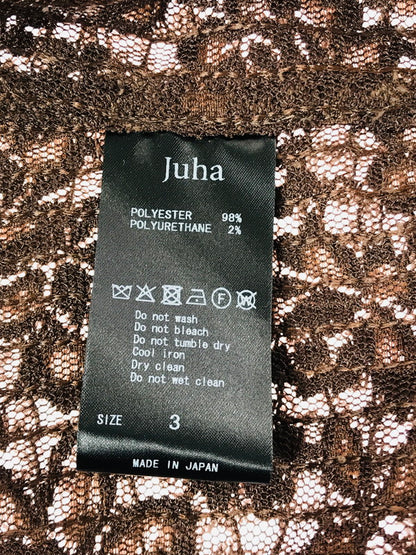 【中古美品】【メンズ】 JUHA ユハ 10230703-2 26SS FEATHER LACE SHIRT フェザー レース シャツ 長袖シャツ 140-260506-na-06-tag サイズ：3 カラー：ブラウン 万代Net店
