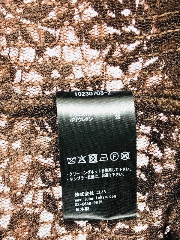 【中古美品】【メンズ】 JUHA ユハ 10230703-2 26SS FEATHER LACE SHIRT フェザー レース シャツ 長袖シャツ 140-260506-na-06-tag サイズ：3 カラー：ブラウン 万代Net店