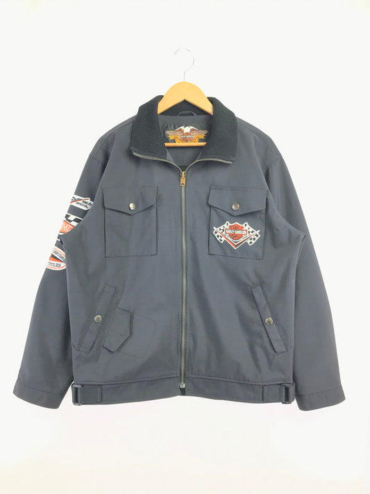 【中古品】【メンズ】 HARLEY DAVIDSON ハーレー ダビッドソン PATCH JACKET ワッペンジャケット アウター 145-260523-na-10-tagh サイズ：L カラー：ブラック 万代Net店