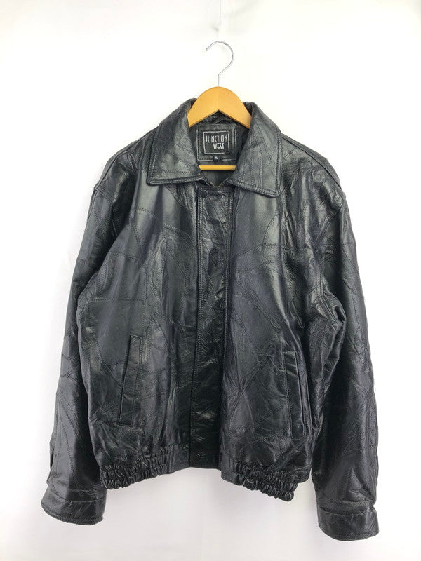 【ジャンク品】【メンズ】 JUNCTION WEST ジャンクションウエスト PATCHWORK LEATHER JACKET パッチワーク レザージャケット アウター 146-260909-na-15-tagh サイズ：XL カラー：ブラック 万代Net店