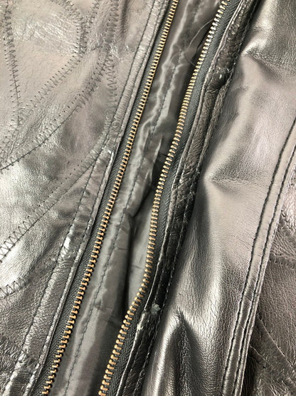 【ジャンク品】【メンズ】 JUNCTION WEST ジャンクションウエスト PATCHWORK LEATHER JACKET パッチワーク レザージャケット アウター 146-260909-na-15-tagh サイズ：XL カラー：ブラック 万代Net店