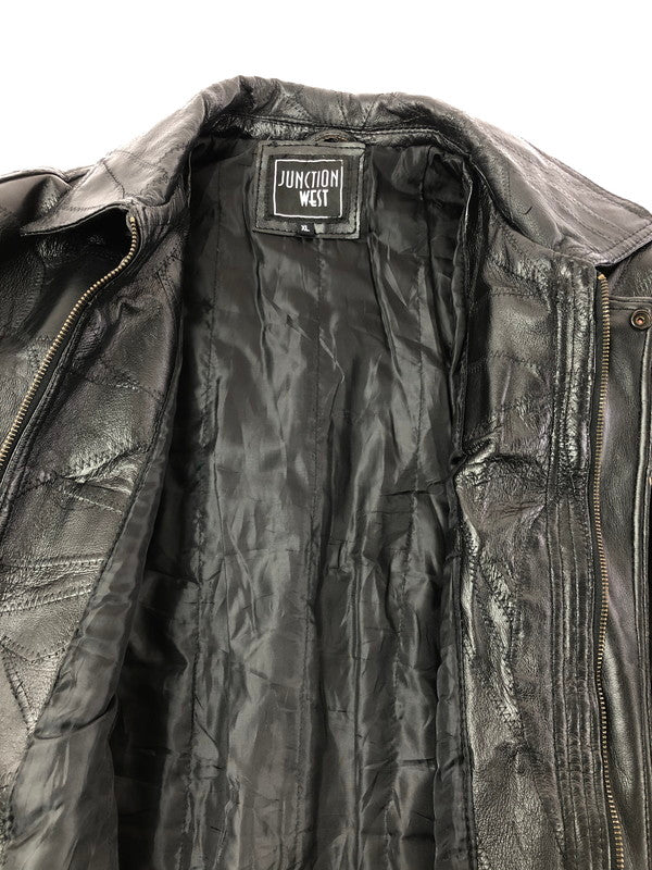 【ジャンク品】【メンズ】 JUNCTION WEST ジャンクションウエスト PATCHWORK LEATHER JACKET パッチワーク レザージャケット アウター 146-260909-na-15-tagh サイズ：XL カラー：ブラック 万代Net店