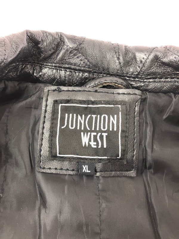 【ジャンク品】【メンズ】 JUNCTION WEST ジャンクションウエスト PATCHWORK LEATHER JACKET パッチワーク レザージャケット アウター 146-260909-na-15-tagh サイズ：XL カラー：ブラック 万代Net店