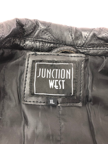 【ジャンク品】【メンズ】 JUNCTION WEST ジャンクションウエスト PATCHWORK LEATHER JACKET パッチワーク レザージャケット アウター 146-260909-na-15-tagh サイズ：XL カラー：ブラック 万代Net店