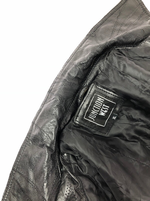 【ジャンク品】【メンズ】 JUNCTION WEST ジャンクションウエスト PATCHWORK LEATHER JACKET パッチワーク レザージャケット アウター 146-260909-na-15-tagh サイズ：XL カラー：ブラック 万代Net店