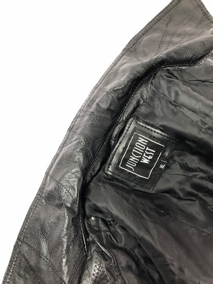【ジャンク品】【メンズ】 JUNCTION WEST ジャンクションウエスト PATCHWORK LEATHER JACKET パッチワーク レザージャケット アウター 146-260909-na-15-tagh サイズ：XL カラー：ブラック 万代Net店
