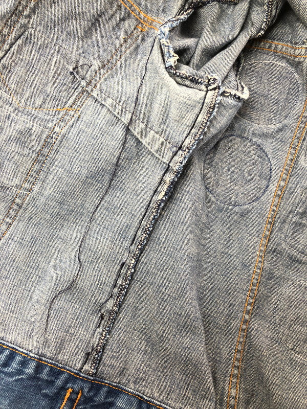【現状渡し品】【メンズ】 LEVI'S リーバイス 70'S-80'S WAPPEN DENIM JACKET オレンジタブ 70年代-80年代 ワッペン デニムジャケット ライトアウター 146-260519-na-09-tagh サイズ：L カラー：インディゴ 万代Net店