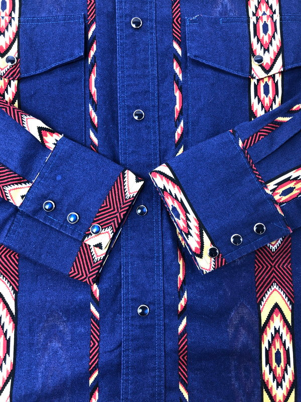 【中古品】【メンズ】 WRANGLER 80～90's WESTERN SHIRT 80～90年代 ウエスタン シャツ 146-260516-rt-18-tagh サイズ：S カラー：ネイビー 万代Net店