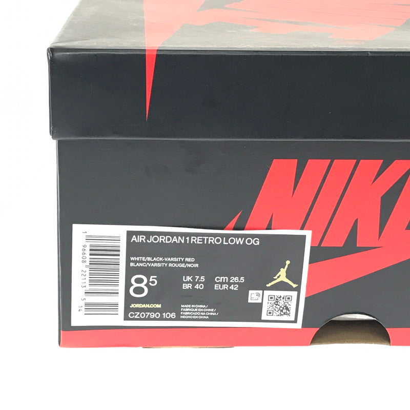 【中古美品】【メンズ】 NIKE ナイキ AIR JORDAN 1 RETRO LOW OG CZ0790-106 エアジョーダン 1 レトロ ロー スニーカー 靴 160-260510-na-03-tagh サイズ：26.5cm US 8.5 カラー：WHITE/BLACK-VARSITY RED 万代Net店