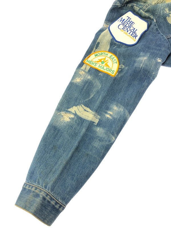 【現状渡し品】【メンズ】 VINTAGE 推定70S-80S WAPPEN DAMAGE DENIM JACKET ワッペン ダメージ デニムジャケット MAVERICKボタン ライトアウター 146-260519-na-18-tagh サイズ：サイズ不明　下記参照 カラー：インディゴ 万代Net店