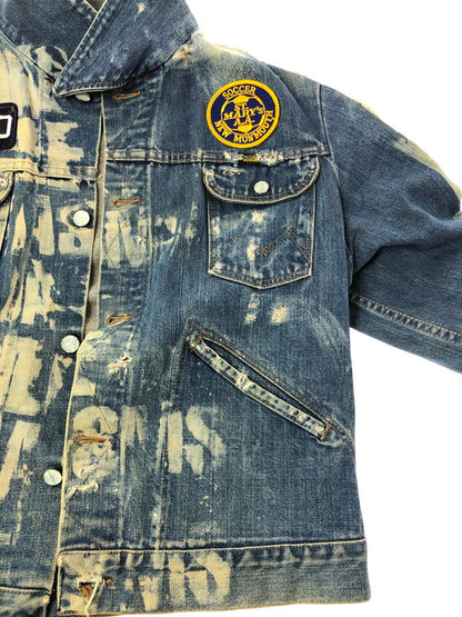 【現状渡し品】【メンズ】 VINTAGE 推定70S-80S WAPPEN DAMAGE DENIM JACKET ワッペン ダメージ デニムジャケット MAVERICKボタン ライトアウター 146-260519-na-18-tagh サイズ：サイズ不明　下記参照 カラー：インディゴ 万代Net店
