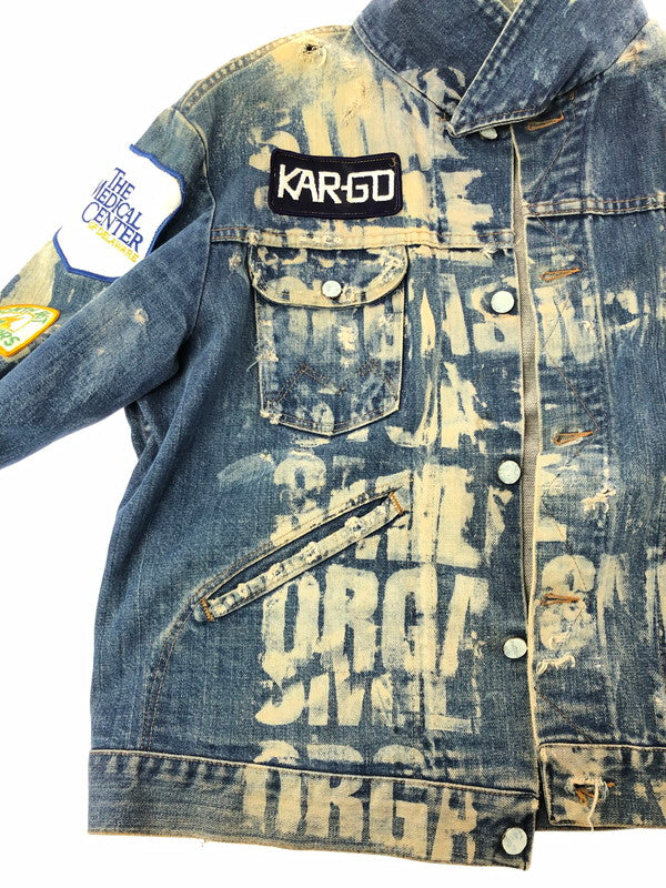【現状渡し品】【メンズ】 VINTAGE 推定70S-80S WAPPEN DAMAGE DENIM JACKET ワッペン ダメージ デニムジャケット MAVERICKボタン ライトアウター 146-260519-na-18-tagh サイズ：サイズ不明　下記参照 カラー：インディゴ 万代Net店