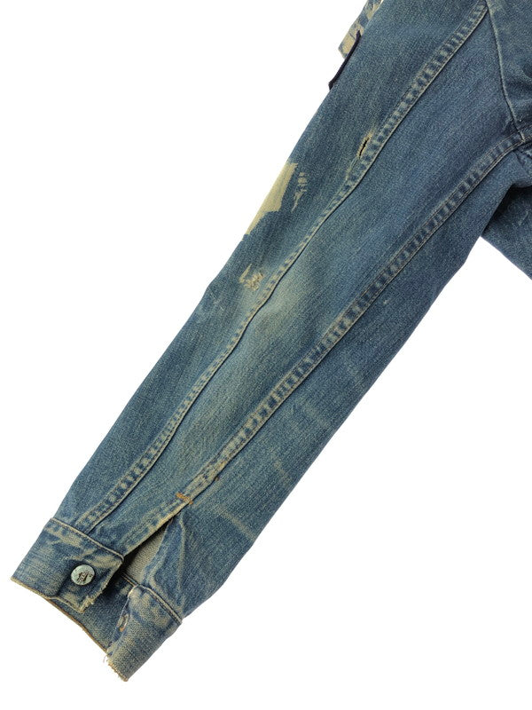 【現状渡し品】【メンズ】 VINTAGE 推定70S-80S WAPPEN DAMAGE DENIM JACKET ワッペン ダメージ デニムジャケット MAVERICKボタン ライトアウター 146-260519-na-18-tagh サイズ：サイズ不明　下記参照 カラー：インディゴ 万代Net店