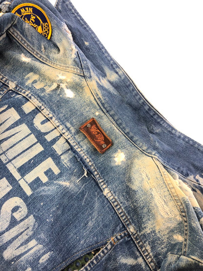 【現状渡し品】【メンズ】 VINTAGE 推定70S-80S WAPPEN DAMAGE DENIM JACKET ワッペン ダメージ デニムジャケット MAVERICKボタン ライトアウター 146-260519-na-18-tagh サイズ：サイズ不明　下記参照 カラー：インディゴ 万代Net店