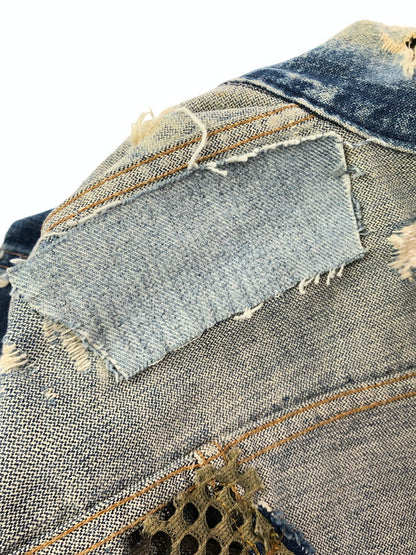 【現状渡し品】【メンズ】 VINTAGE 推定70S-80S WAPPEN DAMAGE DENIM JACKET ワッペン ダメージ デニムジャケット MAVERICKボタン ライトアウター 146-260519-na-18-tagh サイズ：サイズ不明　下記参照 カラー：インディゴ 万代Net店