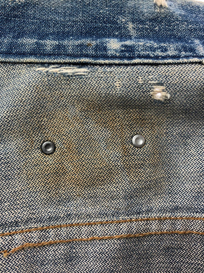 【現状渡し品】【メンズ】 VINTAGE 推定70S-80S WAPPEN DAMAGE DENIM JACKET ワッペン ダメージ デニムジャケット MAVERICKボタン ライトアウター 146-260519-na-18-tagh サイズ：サイズ不明　下記参照 カラー：インディゴ 万代Net店
