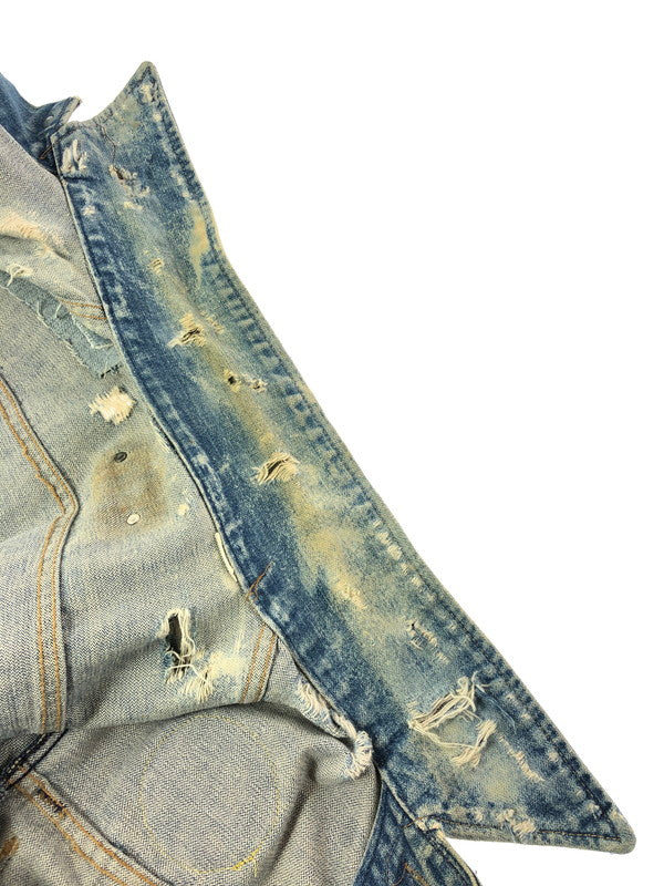 【現状渡し品】【メンズ】 VINTAGE 推定70S-80S WAPPEN DAMAGE DENIM JACKET ワッペン ダメージ デニムジャケット MAVERICKボタン ライトアウター 146-260519-na-18-tagh サイズ：サイズ不明　下記参照 カラー：インディゴ 万代Net店