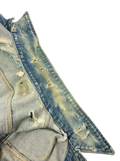 【現状渡し品】【メンズ】 VINTAGE 推定70S-80S WAPPEN DAMAGE DENIM JACKET ワッペン ダメージ デニムジャケット MAVERICKボタン ライトアウター 146-260519-na-18-tagh サイズ：サイズ不明　下記参照 カラー：インディゴ 万代Net店