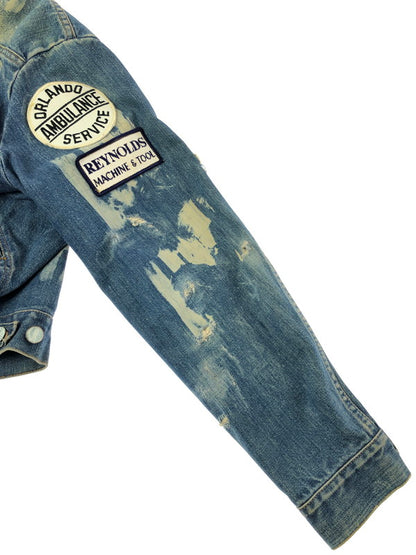 【現状渡し品】【メンズ】 VINTAGE 推定70S-80S WAPPEN DAMAGE DENIM JACKET ワッペン ダメージ デニムジャケット MAVERICKボタン ライトアウター 146-260519-na-18-tagh サイズ：サイズ不明　下記参照 カラー：インディゴ 万代Net店