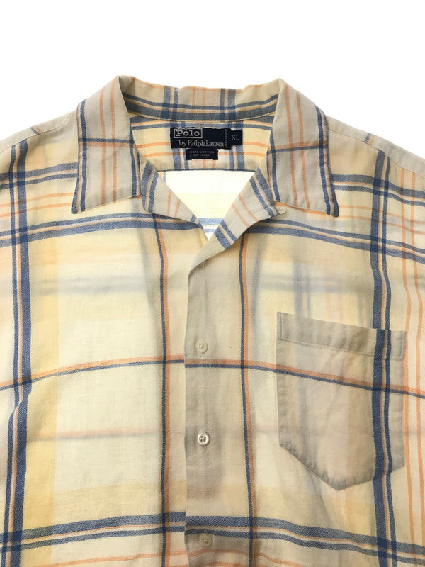 【中古品】【メンズ】 POLO RALPH LAUREN ポロ ラルフローレン 90'S S/S OPEN COLLAR CHECK SHIRT 90年代 オープンカラー チェックシャツ 半袖シャツ 146-260520-na-23-tagh サイズ：XL カラー：マルチカラー 万代Net店