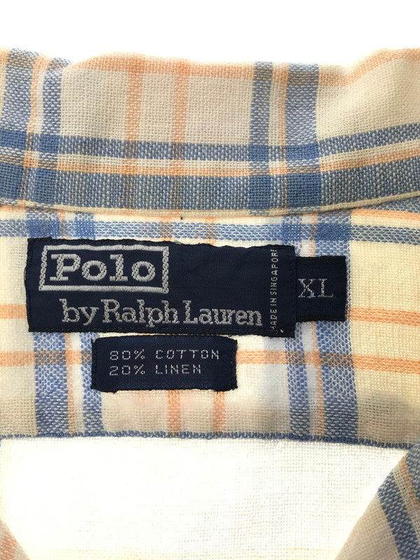 【中古品】【メンズ】 POLO RALPH LAUREN ポロ ラルフローレン 90'S S/S OPEN COLLAR CHECK SHIRT 90年代 オープンカラー チェックシャツ 半袖シャツ 146-260520-na-23-tagh サイズ：XL カラー：マルチカラー 万代Net店
