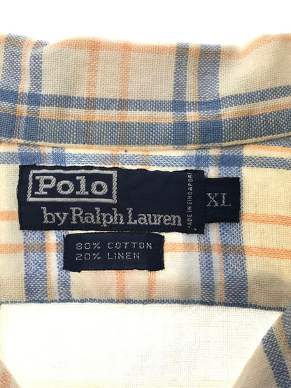 【中古品】【メンズ】 POLO RALPH LAUREN ポロ ラルフローレン 90'S S/S OPEN COLLAR CHECK SHIRT 90年代 オープンカラー チェックシャツ 半袖シャツ 146-260520-na-23-tagh サイズ：XL カラー：マルチカラー 万代Net店