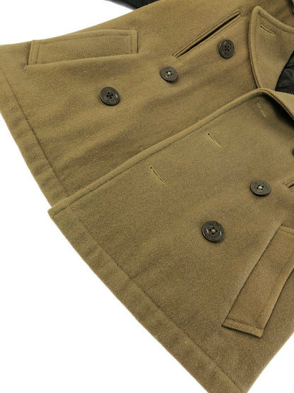 【中古品】【メンズ】 AVIREX アヴィレックス ARM LEATHER WOOL P COAT 6142173 アームレザーウールピーコート アウター 145-260823-su-04-tagh サイズ：M カラー：カーキ 万代Net店