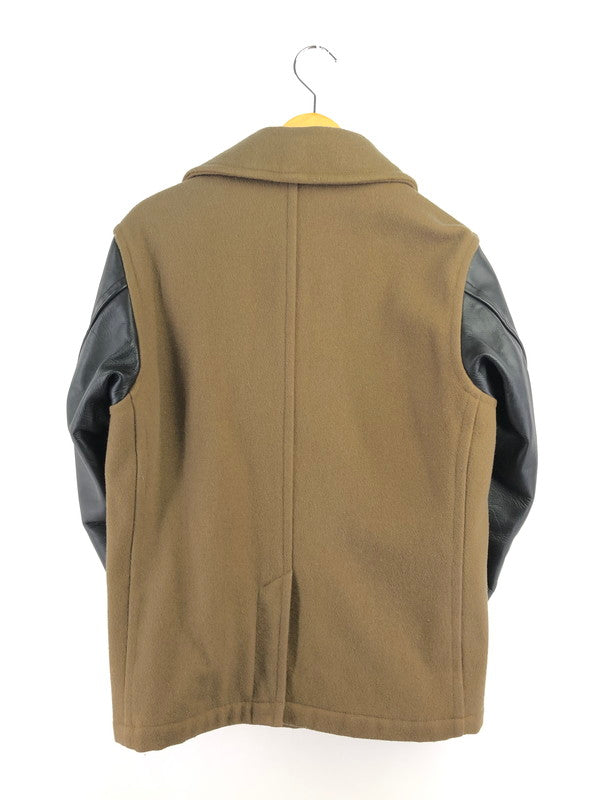 【中古品】【メンズ】 AVIREX アヴィレックス ARM LEATHER WOOL P COAT 6142173 アームレザーウールピーコート アウター 145-260823-su-04-tagh サイズ：M カラー：カーキ 万代Net店