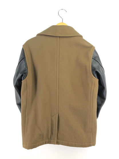 【中古品】【メンズ】 AVIREX アヴィレックス ARM LEATHER WOOL P COAT 6142173 アームレザーウールピーコート アウター 145-260823-su-04-tagh サイズ：M カラー：カーキ 万代Net店