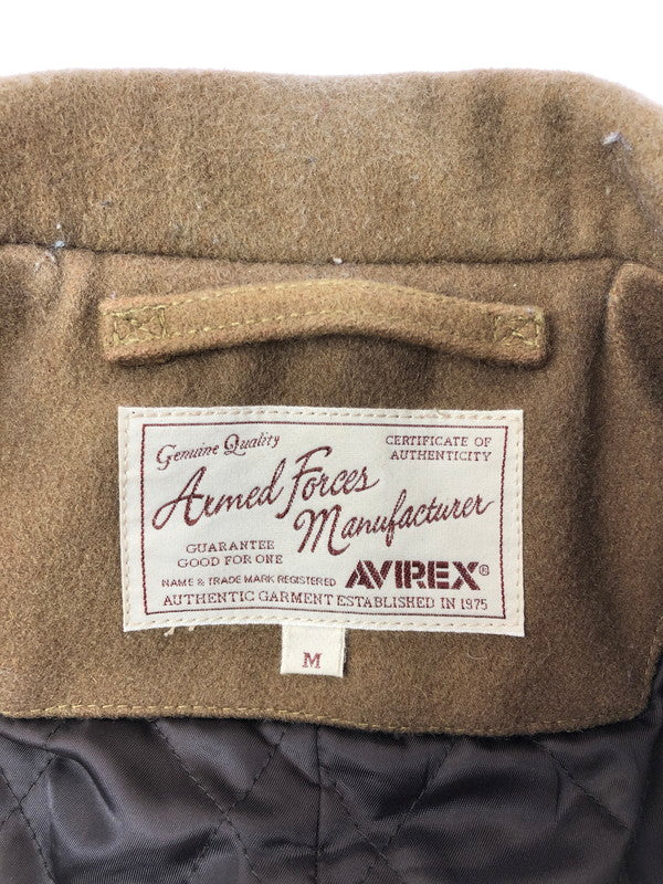 【中古品】【メンズ】 AVIREX アヴィレックス ARM LEATHER WOOL P COAT 6142173 アームレザーウールピーコート アウター 145-260823-su-04-tagh サイズ：M カラー：カーキ 万代Net店