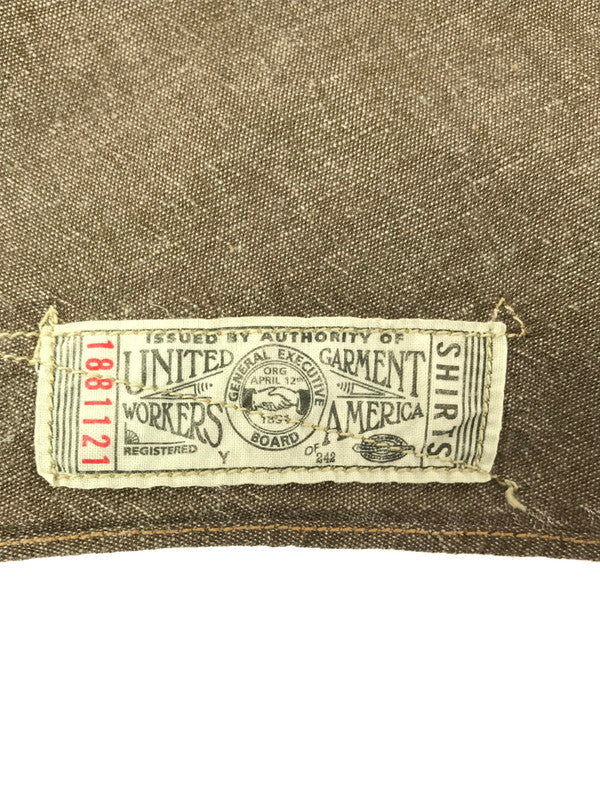 【中古品】【メンズ】 FREEWHEELERS フリーホイラーズ UNION SPECIAL OVERALLS 7分袖 WORK SHIRT ユニオンスペシャル オーバーオールズ ワーク シャツ 長袖 トップス 145-260529-ki-16-tagh サイズ：17.5 カラー：BROWN 万代Net店