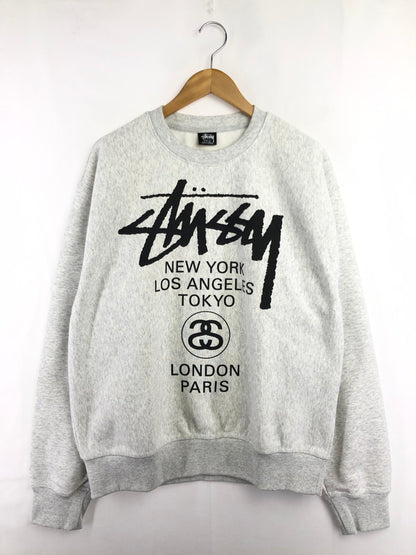 【中古品】【メンズ】 STUSSY ステューシー WORLD TOUR CREW SWEATSHIRT ワールド ツアー クルー スウェットシャツ トレーナー 142-260519-na-11-tagh サイズ：Ｌ カラー：グレー 万代Net店