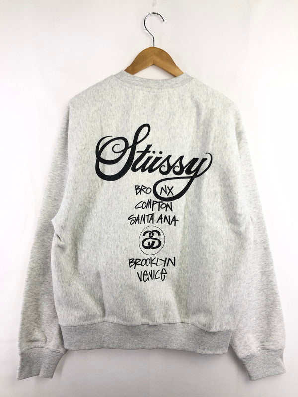 【中古品】【メンズ】 STUSSY ステューシー WORLD TOUR CREW SWEATSHIRT ワールド ツアー クルー スウェットシャツ トレーナー 142-260519-na-11-tagh サイズ：Ｌ カラー：グレー 万代Net店
