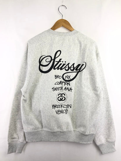 【中古品】【メンズ】 STUSSY ステューシー WORLD TOUR CREW SWEATSHIRT ワールド ツアー クルー スウェットシャツ トレーナー 142-260519-na-11-tagh サイズ：Ｌ カラー：グレー 万代Net店