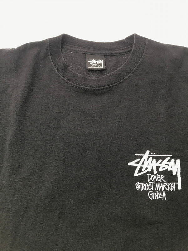 【中古品】【メンズ】 STUSSY ステューシー × DOVER STREET MARKET GINZA ドーバー ストリートマーケット 銀座 L/S T-SHIRT ロゴTシャツ 長袖Tシャツ 142-260520-na-16-tagh サイズ：L カラー：ブラック 万代Net店