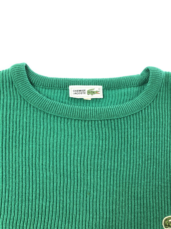 【中古品】【メンズ】 CHEMISE LACOSTE シュミーズ ラコステ 80's KNIT SWEATER GREEN 80年代 ニット セーター ヴィンテージ トップス 146-260913-rt-15-tagh サイズ：3 カラー：グリーン 万代Net店