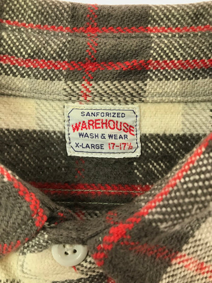 【中古品】【メンズ】 WAREHOUSE HEAVY FLANNEL SHIRT ヘビー フランネル シャツ 長袖 トップス 145-260529-ki-17-tagh サイズ：XL カラー：GRAY/RED 万代Net店