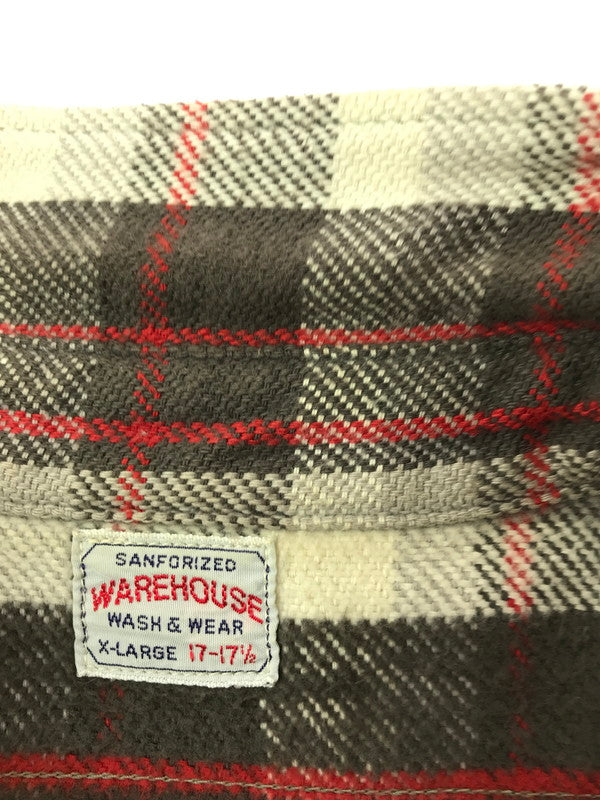 【中古品】【メンズ】 WAREHOUSE HEAVY FLANNEL SHIRT ヘビー フランネル シャツ 長袖 トップス 145-260529-ki-17-tagh サイズ：XL カラー：GRAY/RED 万代Net店