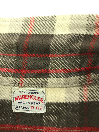 【中古品】【メンズ】 WAREHOUSE HEAVY FLANNEL SHIRT ヘビー フランネル シャツ 長袖 トップス 145-260529-ki-17-tagh サイズ：XL カラー：GRAY/RED 万代Net店