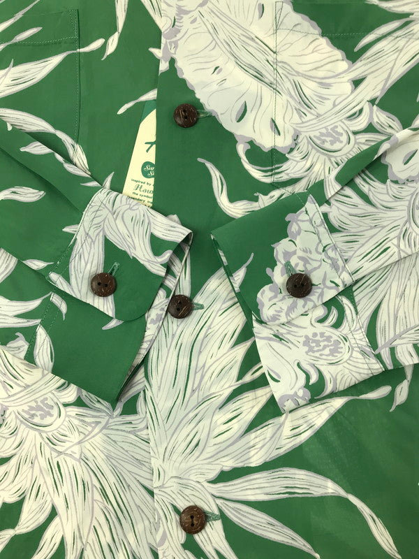 【中古美品】【メンズ】 SUNSURF RAYON L/S 2025SS ISLAND PINEAPPLE SS29403 レーヨン ロングスリーブ アイランド パイナップル 長袖 シャツ トップス 145-260529-ki-18-tagh サイズ：M カラー：グリーン 万代Net店