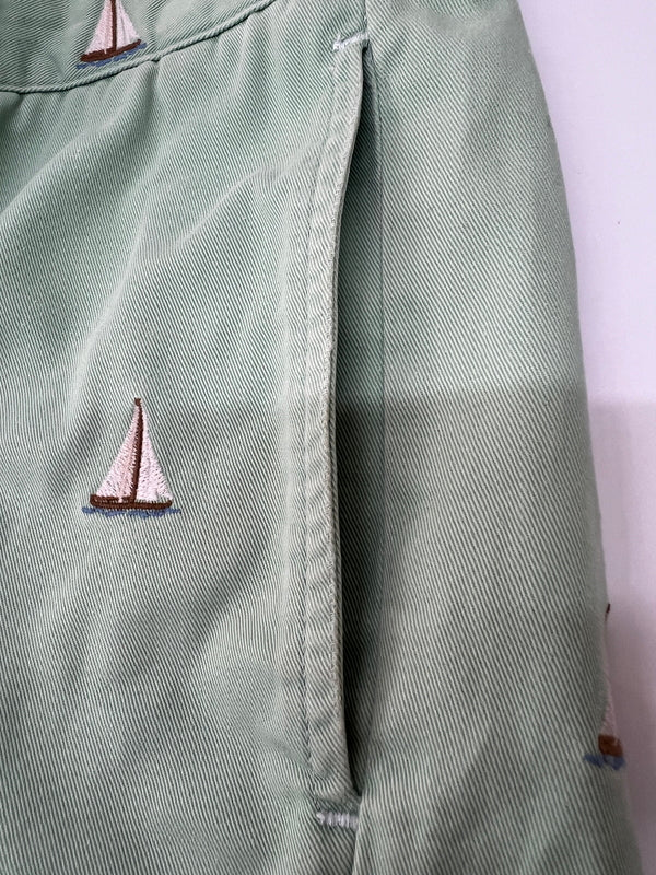 【中古品】【メンズ】 Polo by Ralph Lauren ポロバイラルフローレン COTTON SHORT PANTS コットン ショートパンツ ボトムス ハーフパンツ ショーツ 総柄刺繍 178-260627-kk-13-hon サイズ：34 カラー：ライトグリーン 万代Net店
