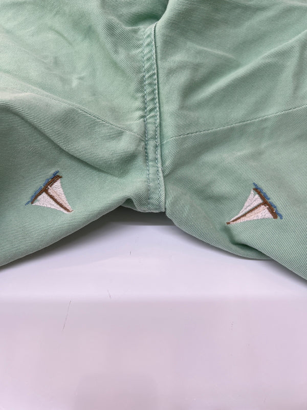 【中古品】【メンズ】 Polo by Ralph Lauren ポロバイラルフローレン COTTON SHORT PANTS コットン ショートパンツ ボトムス ハーフパンツ ショーツ 総柄刺繍 178-260627-kk-13-hon サイズ：34 カラー：ライトグリーン 万代Net店