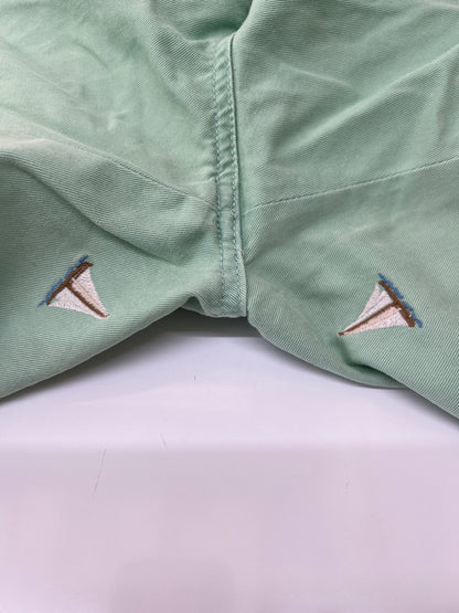 【中古品】【メンズ】 Polo by Ralph Lauren ポロバイラルフローレン COTTON SHORT PANTS コットン ショートパンツ ボトムス ハーフパンツ ショーツ 総柄刺繍 178-260627-kk-13-hon サイズ：34 カラー：ライトグリーン 万代Net店