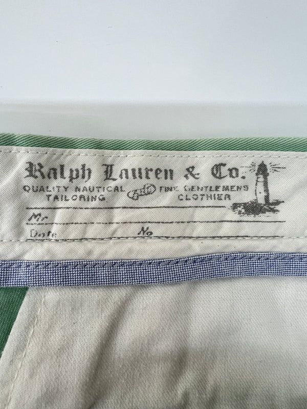 【中古品】【メンズ】 Polo by Ralph Lauren ポロバイラルフローレン COTTON SHORT PANTS コットン ショートパンツ ボトムス ハーフパンツ ショーツ 総柄刺繍 178-260627-kk-13-hon サイズ：34 カラー：ライトグリーン 万代Net店