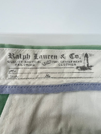 【中古品】【メンズ】 Polo by Ralph Lauren ポロバイラルフローレン COTTON SHORT PANTS コットン ショートパンツ ボトムス ハーフパンツ ショーツ 総柄刺繍 178-260627-kk-13-hon サイズ：34 カラー：ライトグリーン 万代Net店