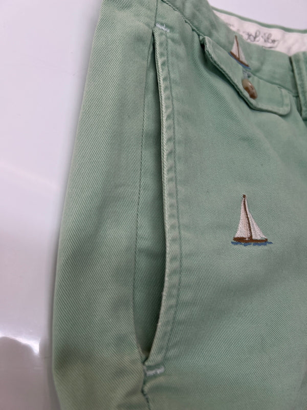 【中古品】【メンズ】 Polo by Ralph Lauren ポロバイラルフローレン COTTON SHORT PANTS コットン ショートパンツ ボトムス ハーフパンツ ショーツ 総柄刺繍 178-260627-kk-13-hon サイズ：34 カラー：ライトグリーン 万代Net店