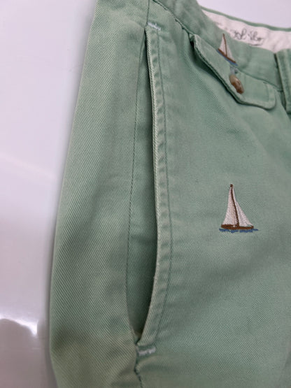 【中古品】【メンズ】 Polo by Ralph Lauren ポロバイラルフローレン COTTON SHORT PANTS コットン ショートパンツ ボトムス ハーフパンツ ショーツ 総柄刺繍 178-260627-kk-13-hon サイズ：34 カラー：ライトグリーン 万代Net店