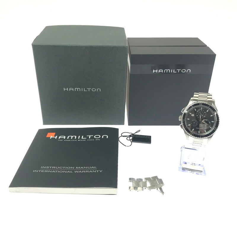 【中古品】【メンズ】 HAMILTON ハミルトン JAZZMASTER H375120 ジャズマスター デイトクォーツ 腕時計 余りコマ4個 197-260607-na-01-tagh カラー：シルバー/ブラック 万代Net店