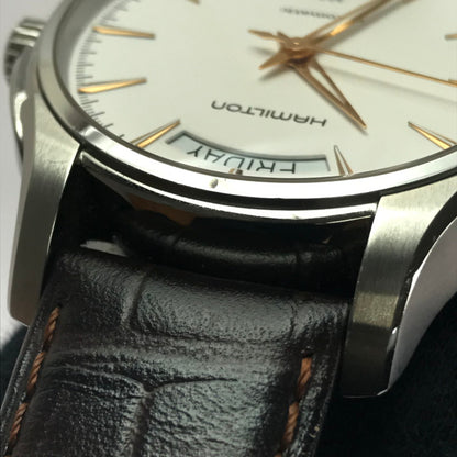 【中古品】【メンズ】 HAMILTON ハミルトン JAZZMASTER H325050 ジャズマスター デイデイト 自動巻腕時計 197-260607-na-02-tagh カラー：ブラウン/ホワイト 万代Net店