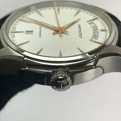 【中古品】【メンズ】 HAMILTON ハミルトン JAZZMASTER H325050 ジャズマスター デイデイト 自動巻腕時計 197-260607-na-02-tagh カラー：ブラウン/ホワイト 万代Net店